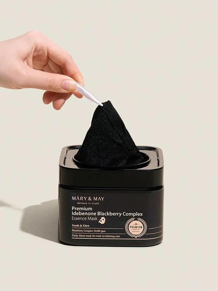 MARY&MAY Premium Idebenone Blackberry Complex Essence Mask – 20 mascarillas 1