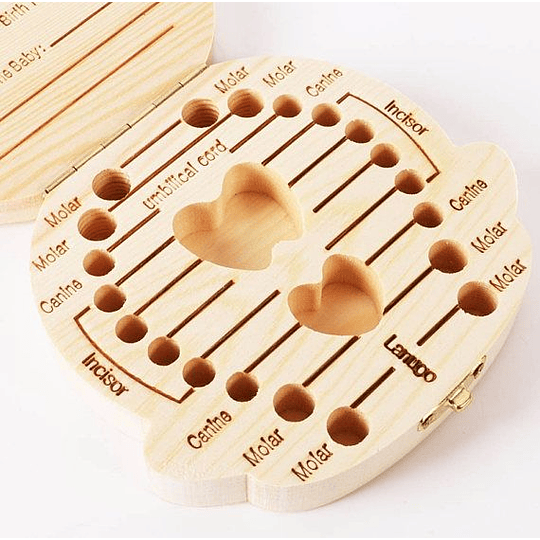 Caja de madera color para dientes de leche de niña