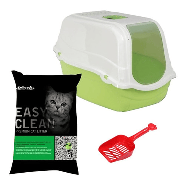 Kit Sanitario Gato Arena Aglutinante 8kg+ Baño Cerrado+ Pala