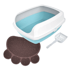 Baño Para Gatos Abierto Arenero + Pala + Alfombra