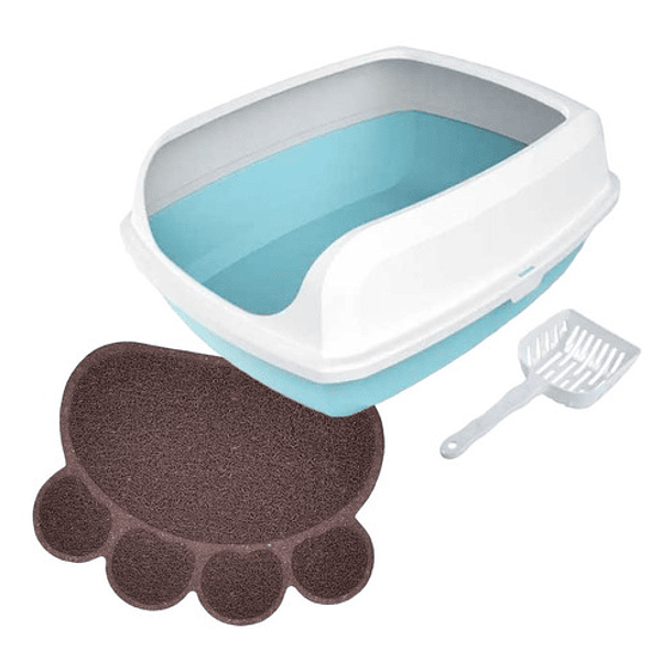 Baño Para Gatos Abierto Arenero + Pala + Alfombra 3