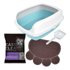 Arenero Para Gatos Baño + Arena + Alfombra + Pala