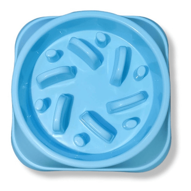 Plato Comedero Alimentación Lenta Para Perros Base Cuadrada 9