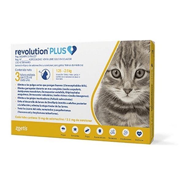 Pipeta Para Gatos Revolution Plus De 1,25 A 2,5 Kg 