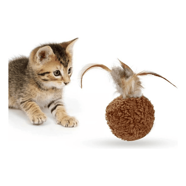 Juguete Para Gatos Bolas Peludas Con Plumas 1