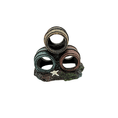 Adorno para acuario barriles apilados