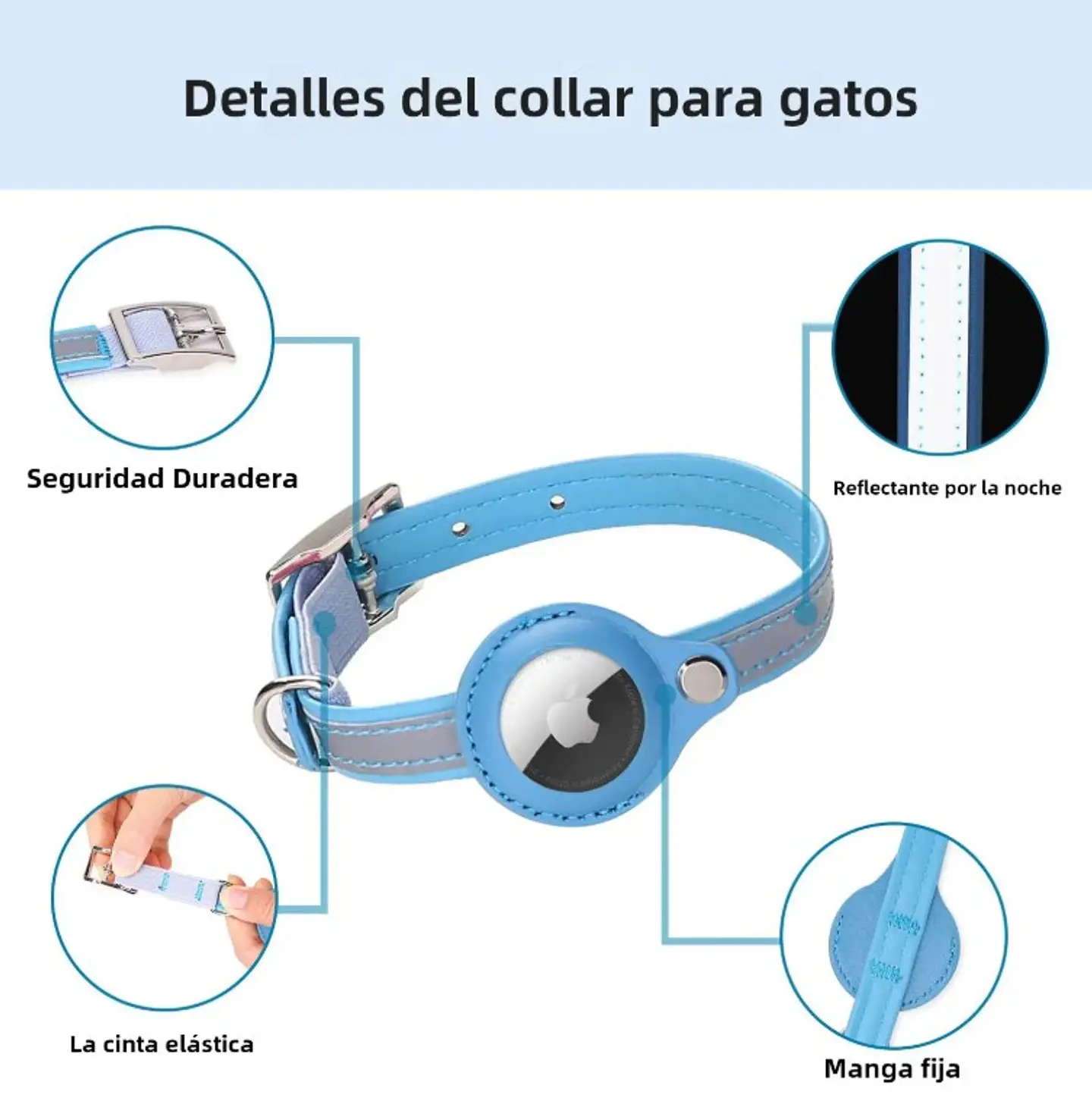 Collar Reflectante para Gatos con Soporte Airtag 2
