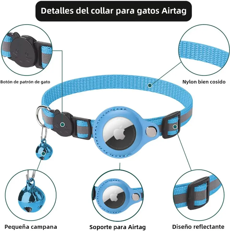 Collar Reflectante para Gatos con Soporte Airtag 3