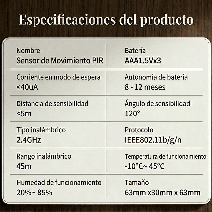 Sensor de Movimiento Inteligente WiFi 6