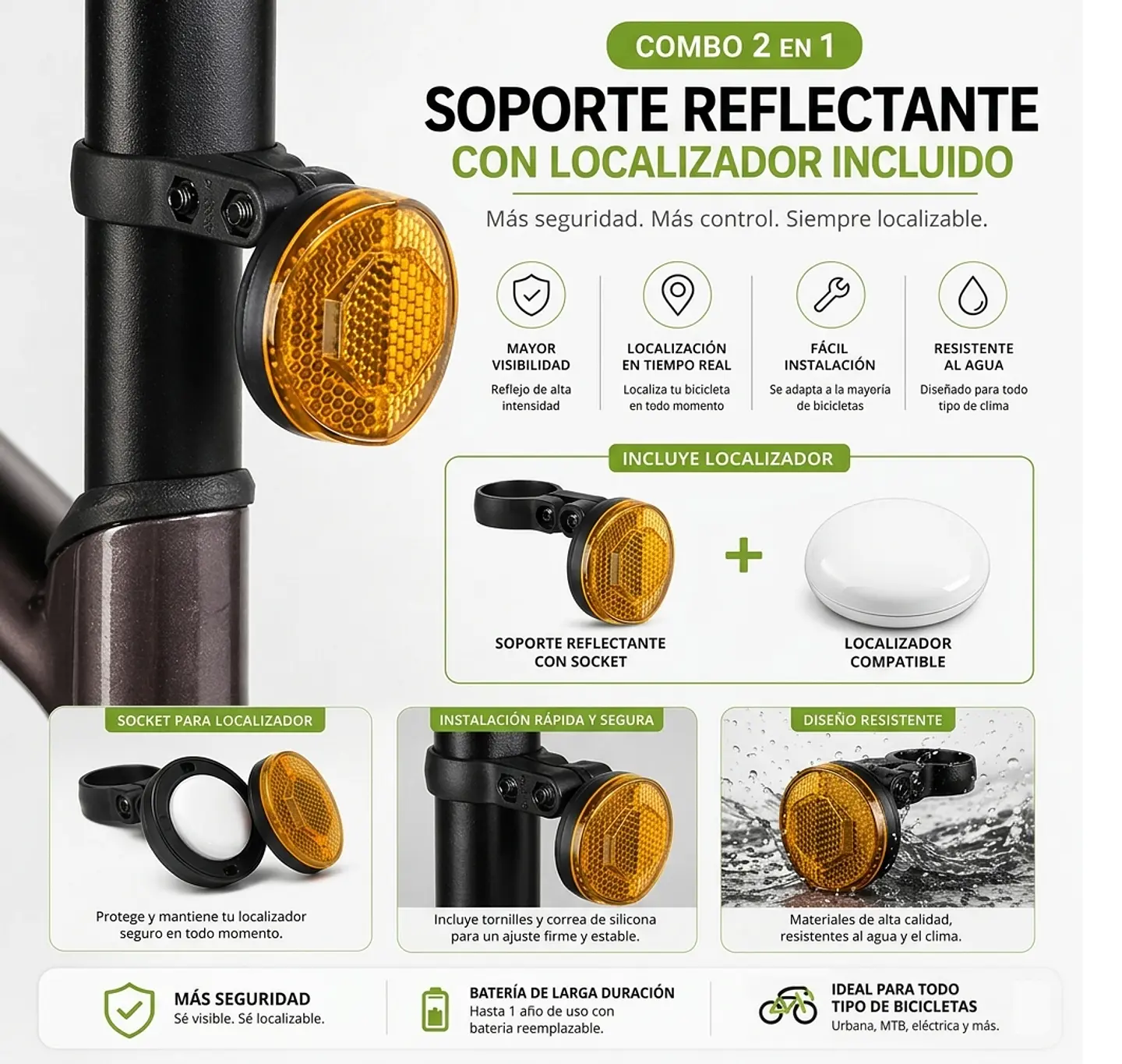 Reflector de Bicicleta con Localizador Oculto Android 3