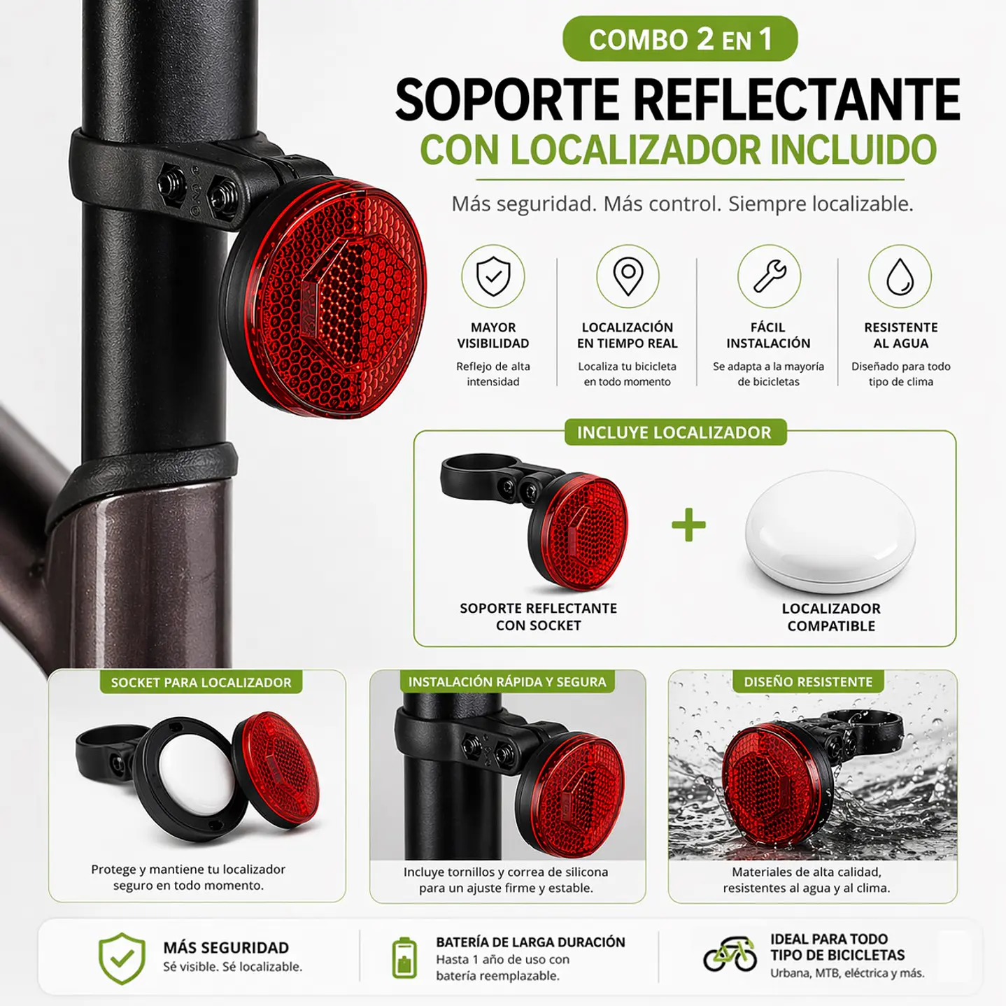Reflector de Bicicleta con Localizador Oculto Apple 1