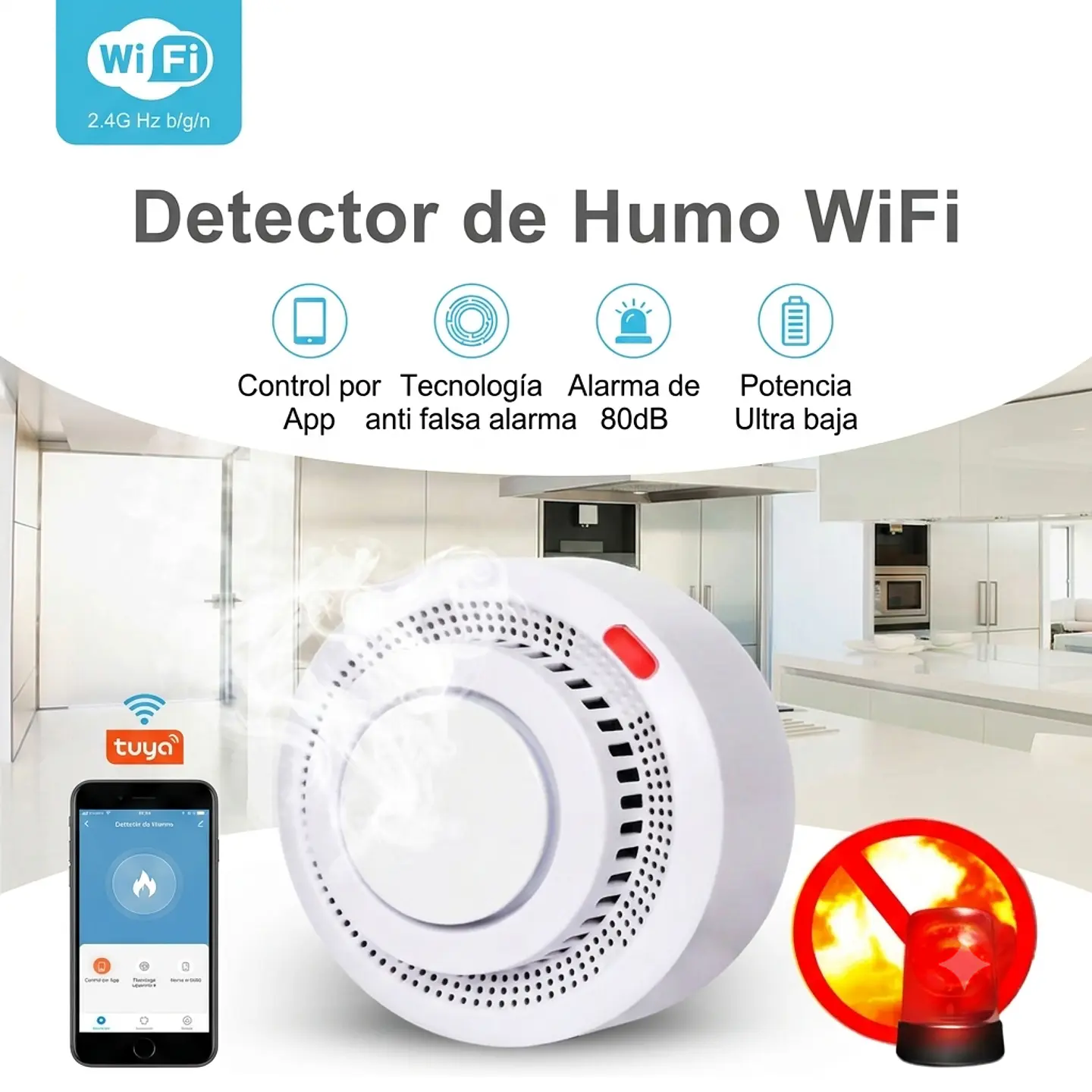 Sensor de Humo Inteligente WIFI + Zigbee 4
