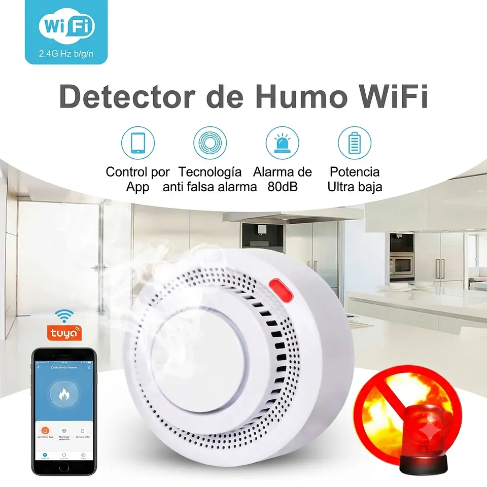Sensor de Humo Inteligente WIFI + Zigbee 4