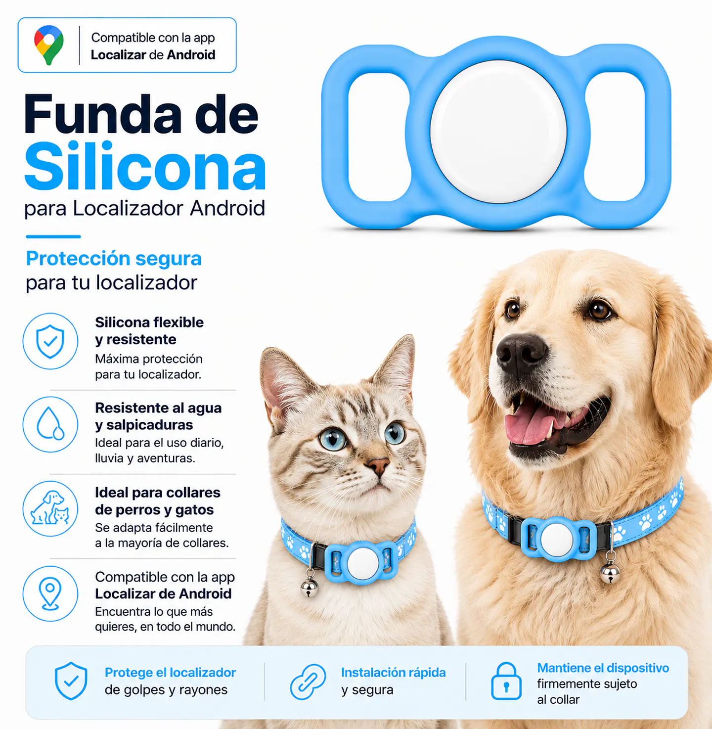 Funda de Silicona para Collar con Localizador compatible con Android 2