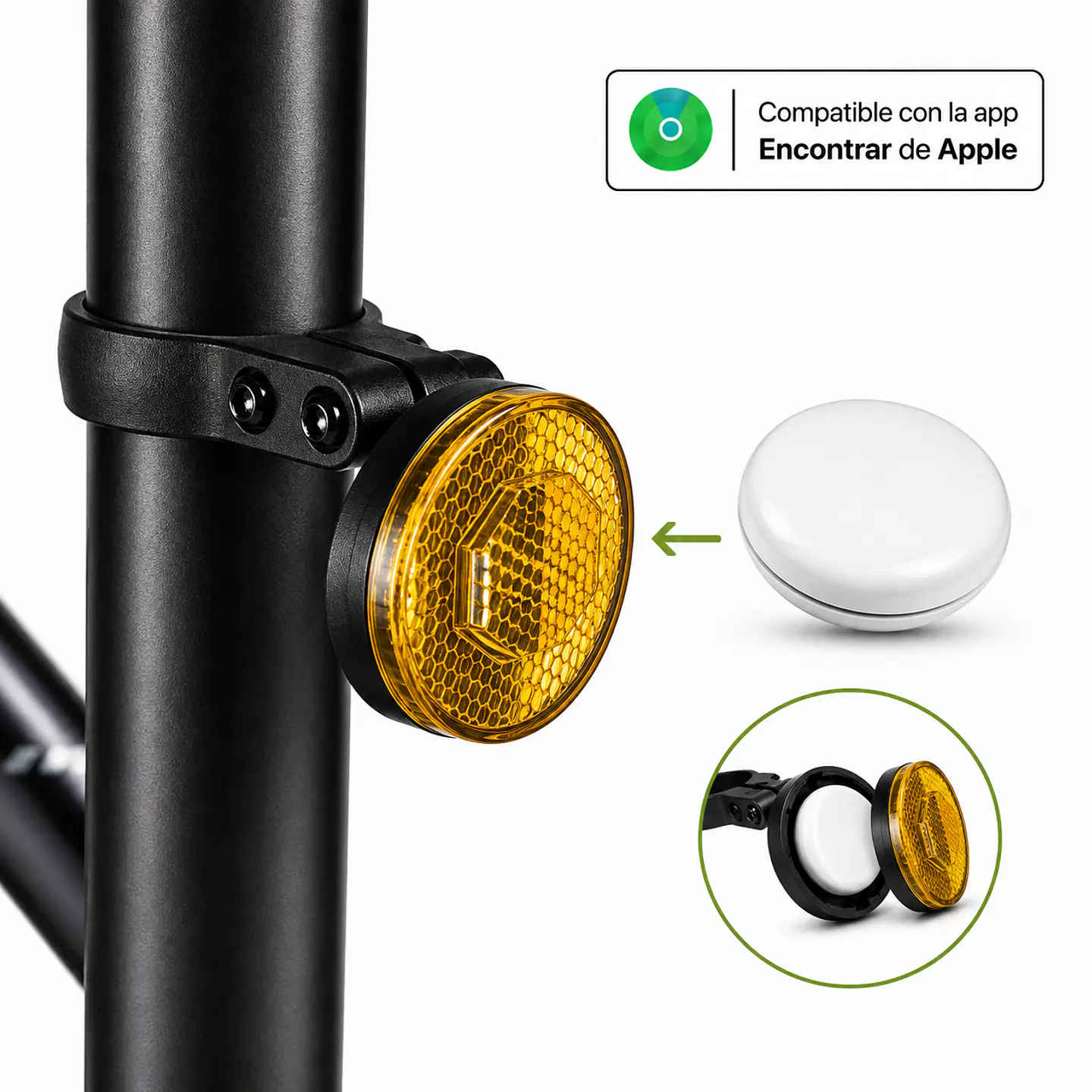 Reflector para Bicicleta con Localizador Oculto Compatible con Apple 2
