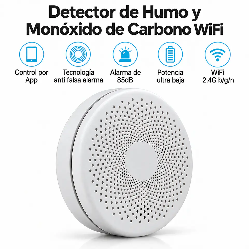 Detector Inteligente de Humo y Monóxido de Carbono WiFi 3