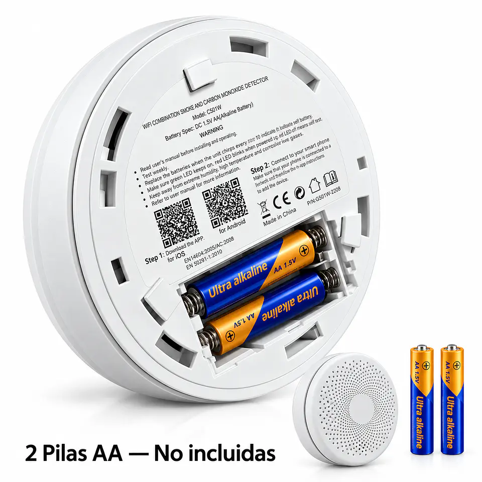 Detector Inteligente de Humo y Monóxido de Carbono WiFi 6