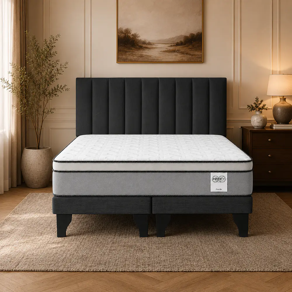 Cama Europea Infinity Plus + Respaldo 2 plazas