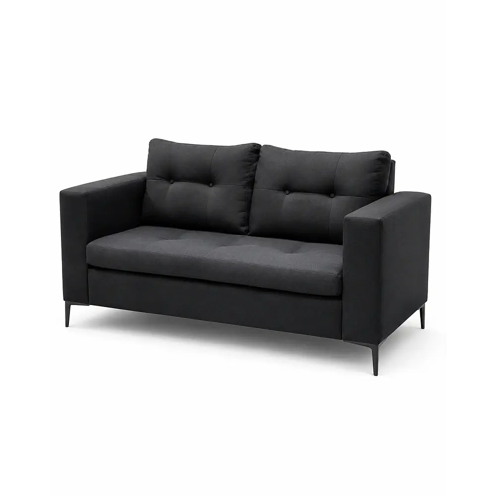 Sofá 2 Cuerpos Capitone Negro