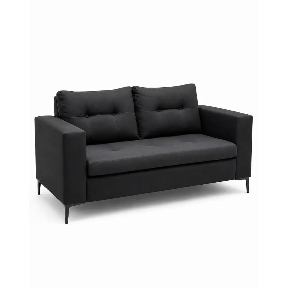 Sofá 2 Cuerpos Capitone Negro
