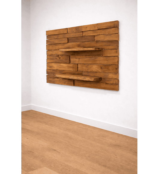 Parede de madeira 2 prateleiras 