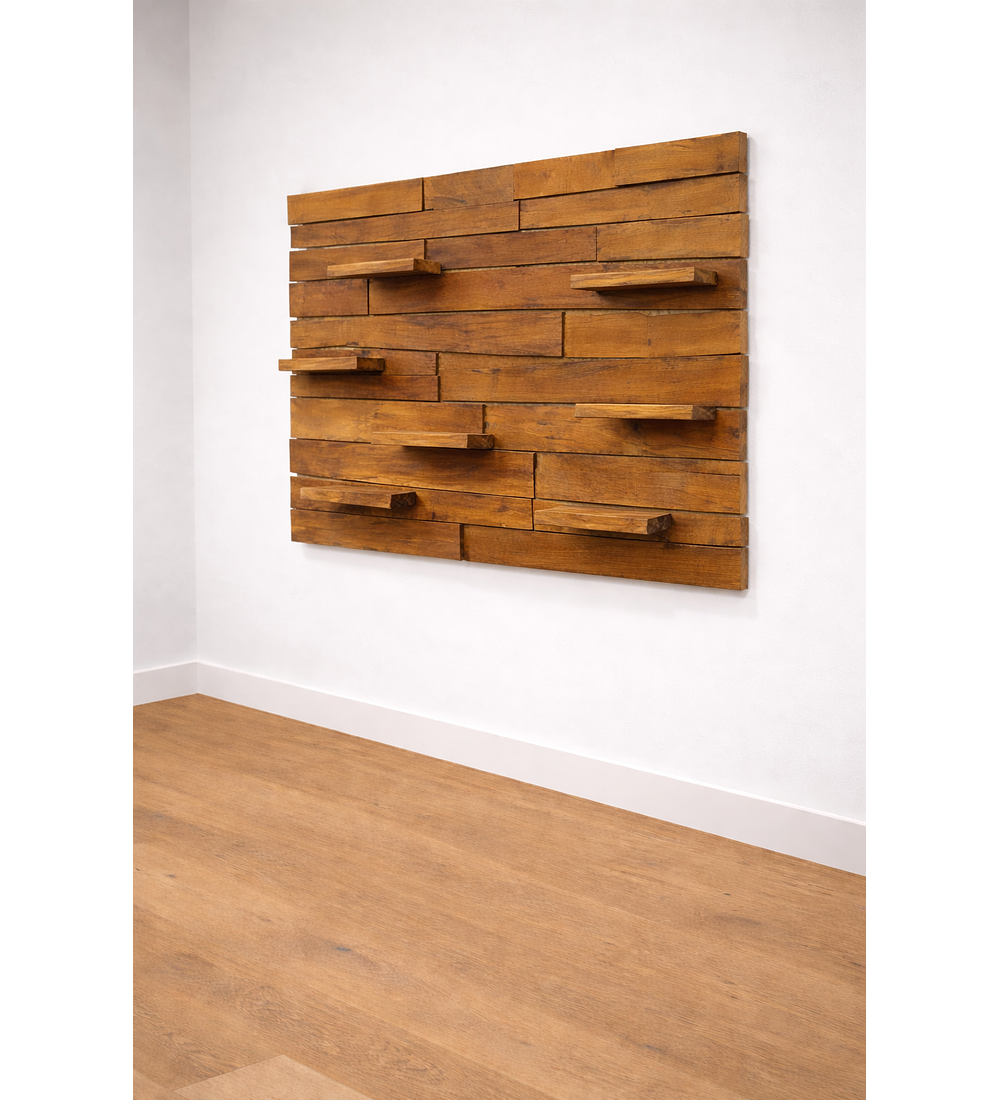 Parede de madeira 7 prateleiras 