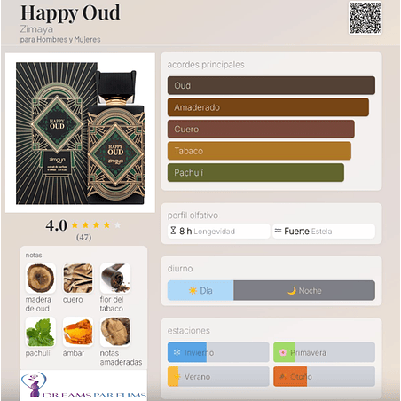 HAPPY OUD ZIMAYA EXTRAIT DE PARFUM 100 ML AFNAN  2