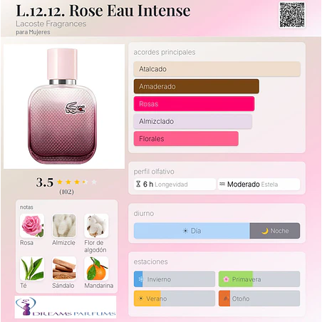 L.12.12 ROSE EAU INTENSE FOR HER TESTER 100 ML EDT LACOSTE  2