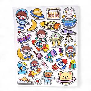 Stickers 3D de astronautas cute