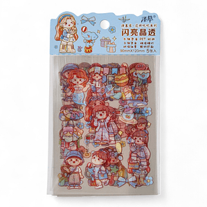 stickers 5 pc de chicas kawaii