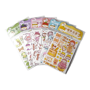 Stickers de papel con acabado tipo washi tape sin troquelar.