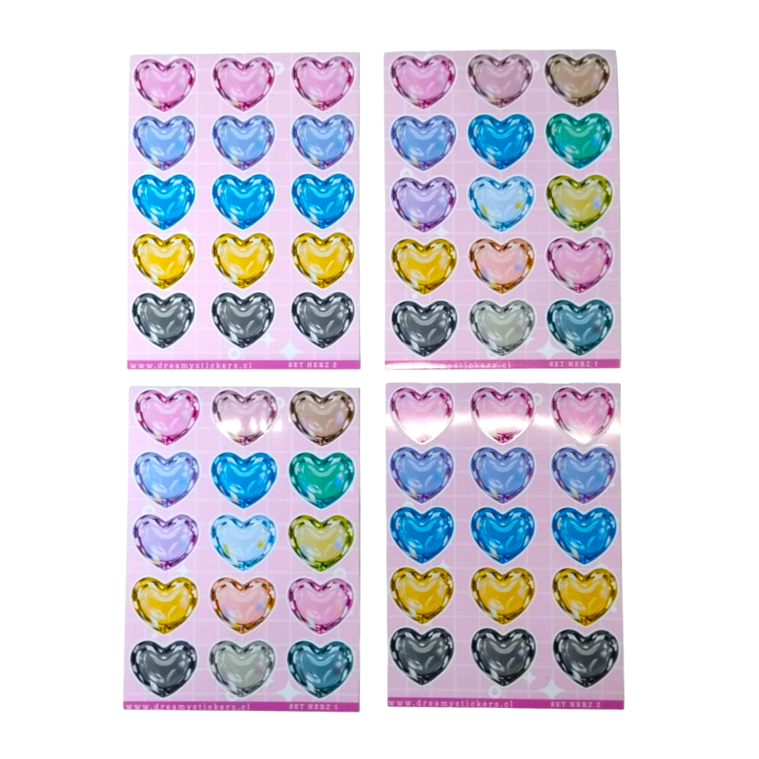 Hoja stickers de corazon 8x11 cm 3