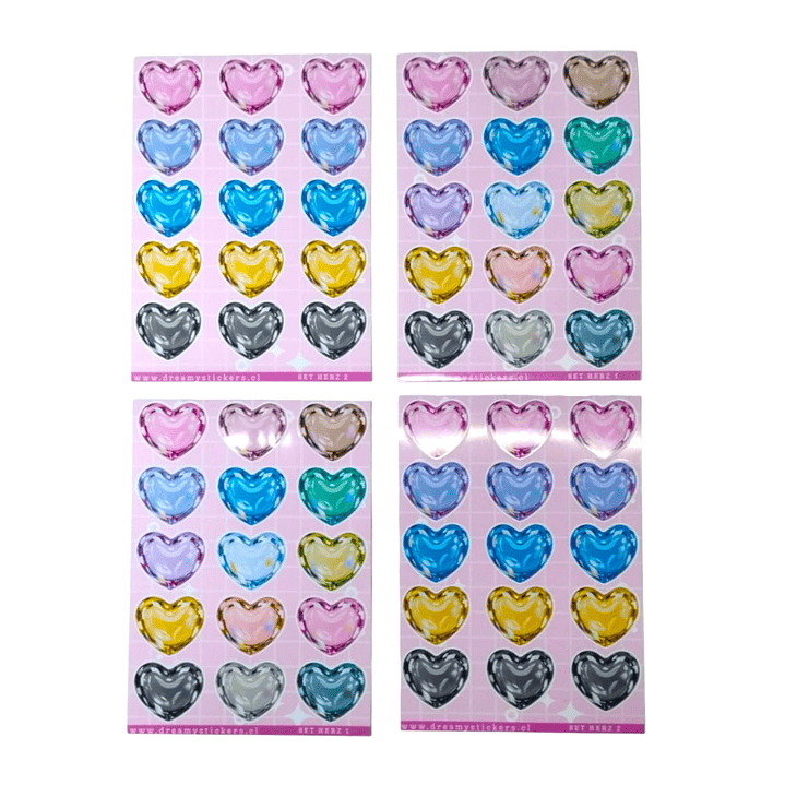 Hoja stickers de corazon 8x11 cm 3