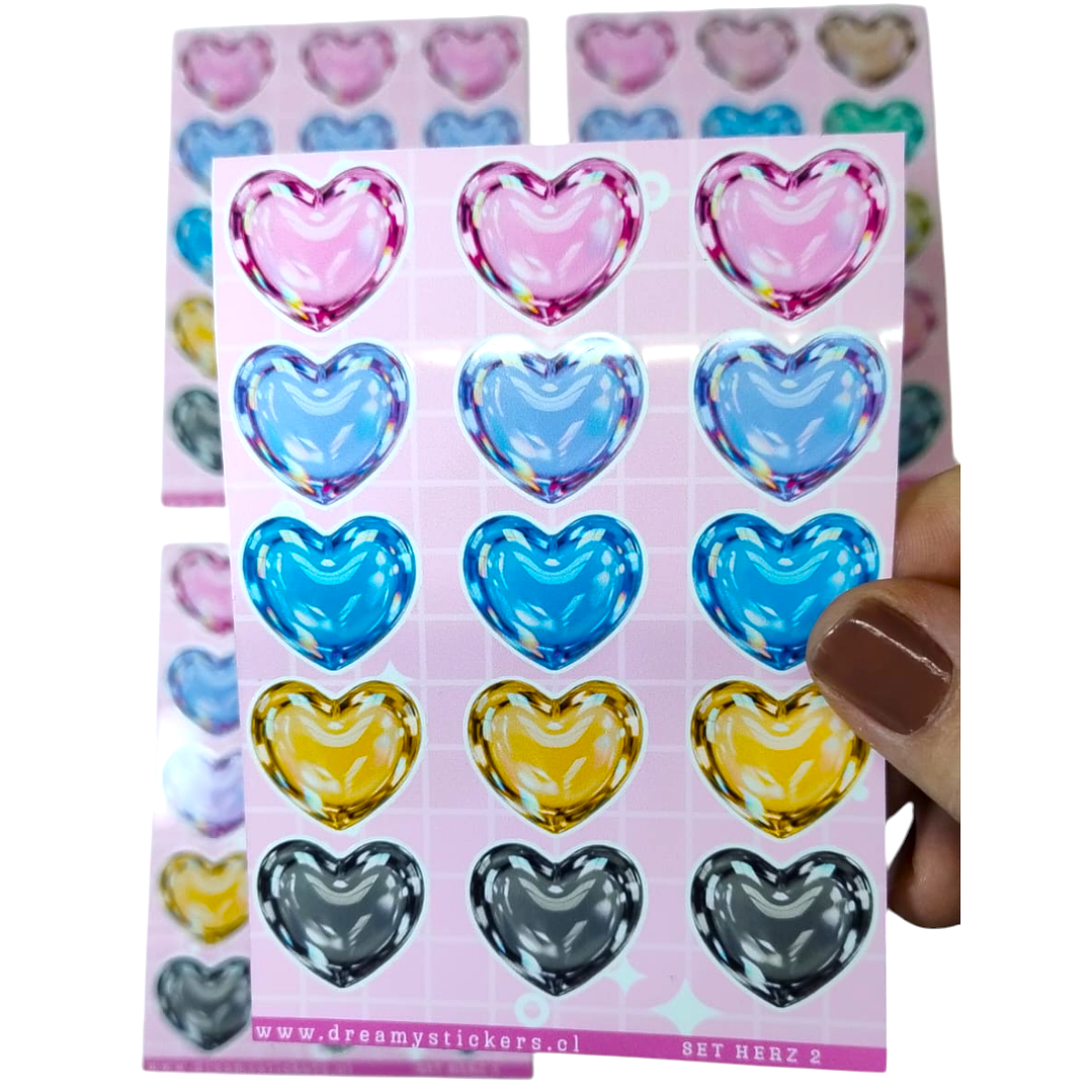 Hoja stickers de corazon 8x11 cm 2