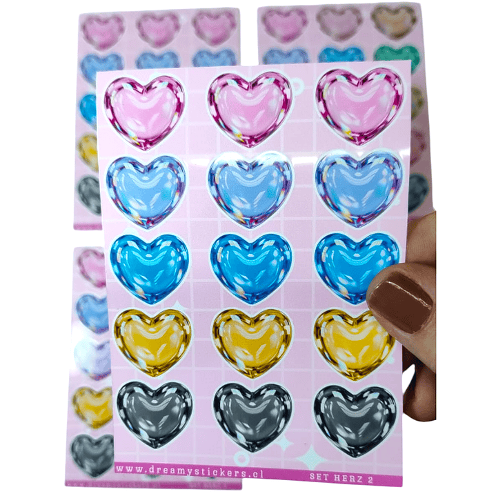 Hoja stickers de corazon 8x11 cm 2