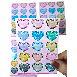 Hoja stickers de corazon 8x11 cm