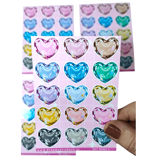Hoja stickers de corazon 8x11 cm
