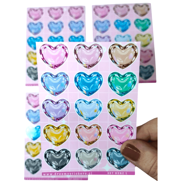 Hoja stickers de corazon 8x11 cm 1