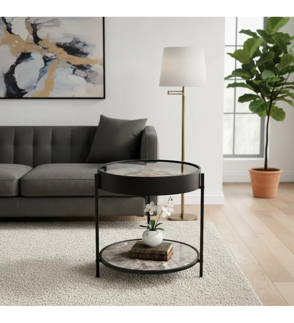 MESA CENTRO CON RELOJ INCORPORADO 