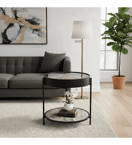 MESA CENTRO CON RELOJ INCORPORADO 