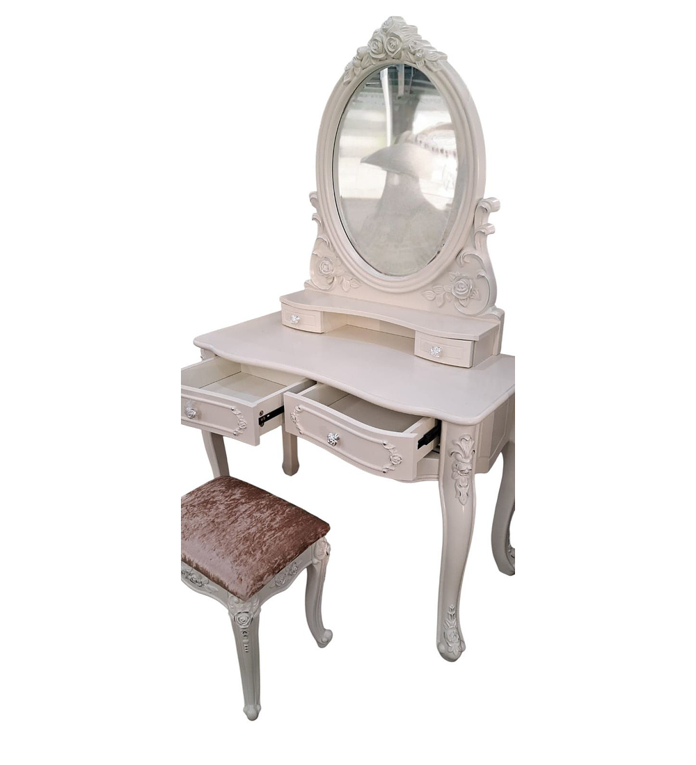 TOCADOR GLAMOUR BLANCO CON ASIENTO 