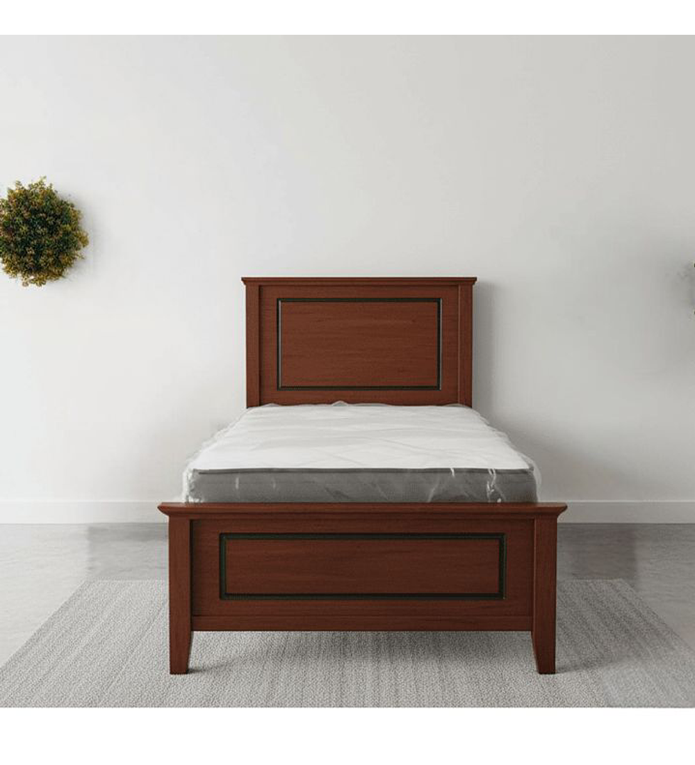 CAMA INDIVIDUAL DE CAOBA TALLADA 