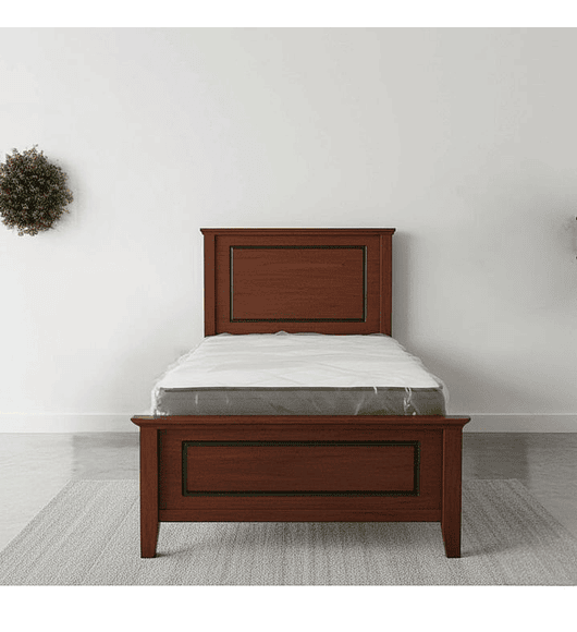 CAMA INDIVIDUAL DE CAOBA TALLADA 