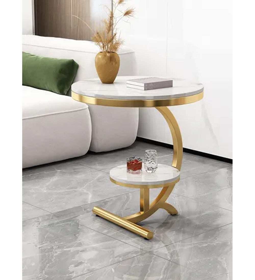 MESA LATERAL CUBIERTA PIEDRA SINTERIZADA EFECTO MARMOL SLIK