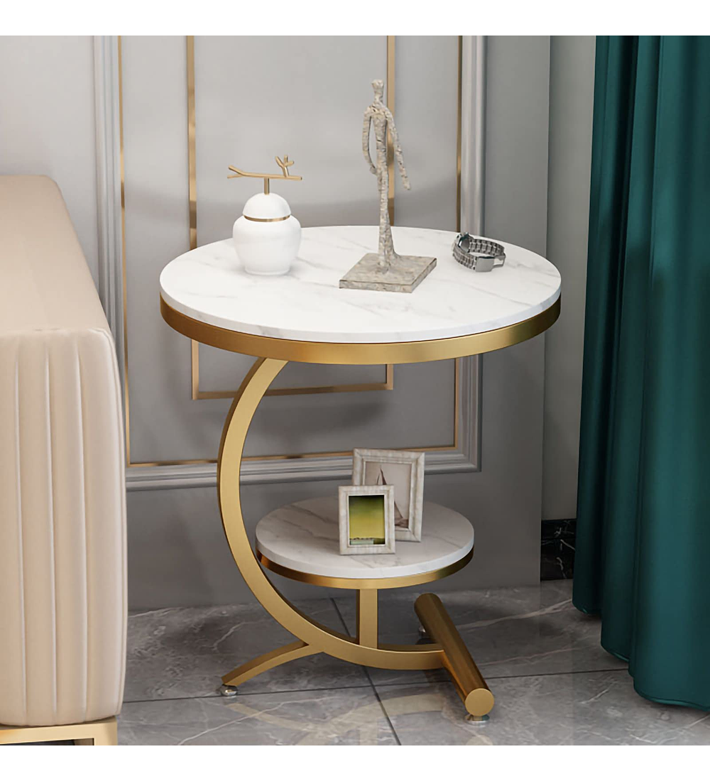 MESA LATERAL CUBIERTA PIEDRA SINTERIZADA EFECTO MARMOL SLIK