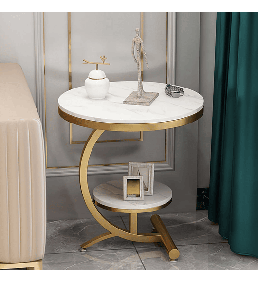 MESA LATERAL CUBIERTA PIEDRA SINTERIZADA EFECTO MARMOL SLIK