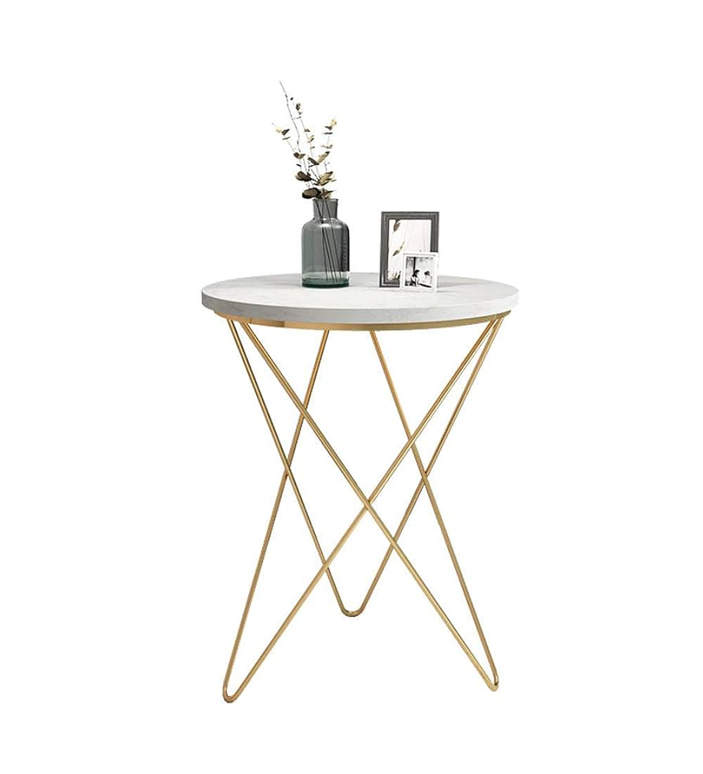 MESA LATERAL CUBIERTA PIEDRA SINTERIZADA EFECTO MARMOL 