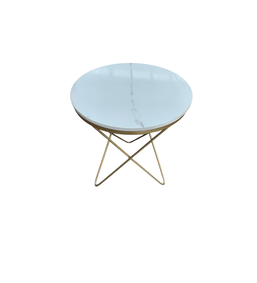 MESA LATERAL CUBIERTA PIEDRA SINTERIZADA EFECTO MARMOL 