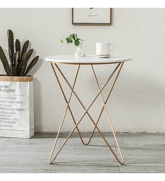 MESA LATERAL CUBIERTA PIEDRA SINTERIZADA EFECTO MARMOL 