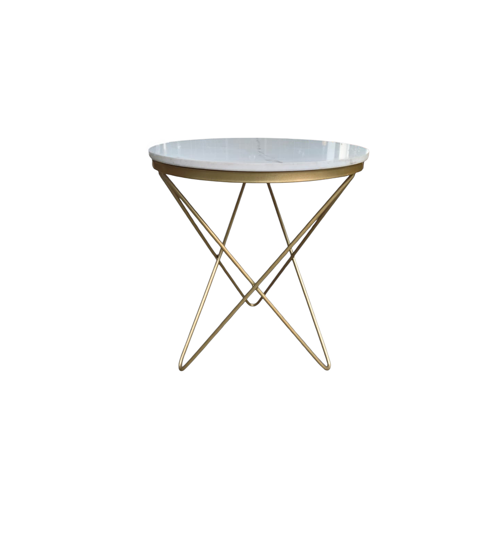 MESA LATERAL CUBIERTA PIEDRA SINTERIZADA EFECTO MARMOL 